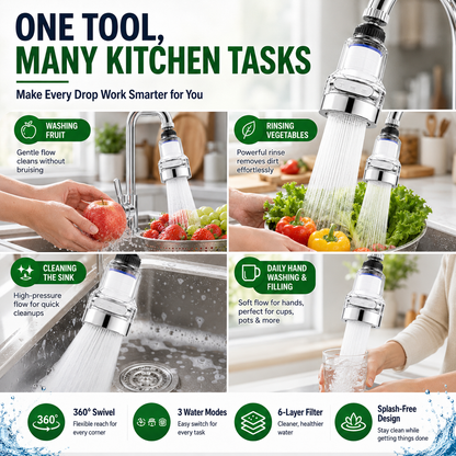 🚰360°Rotating Faucet Filter‑Splash‑Proof Water Purifier