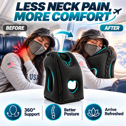 ⏳ LIMITED-TIME 50% OFF✨Inflatable Ergonomic Hollow-Cutout Travel Pillow✈️ – PVC Flocking, Quick Inflate, With Storage Bag ✨Sleep Comfortably on Flights & Trips