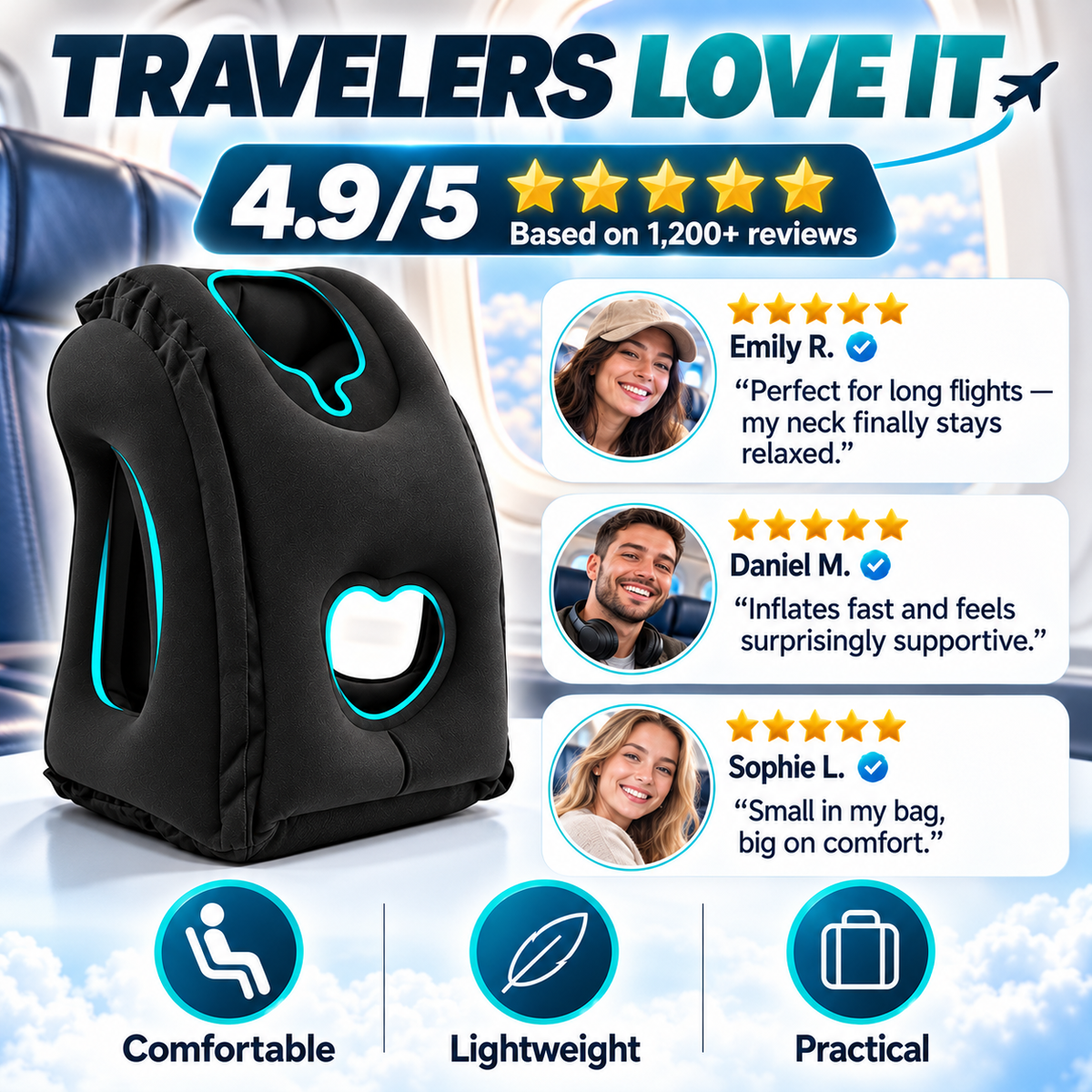 ⏳ LIMITED-TIME 50% OFF✨Inflatable Ergonomic Hollow-Cutout Travel Pillow✈️ – PVC Flocking, Quick Inflate, With Storage Bag ✨Sleep Comfortably on Flights & Trips