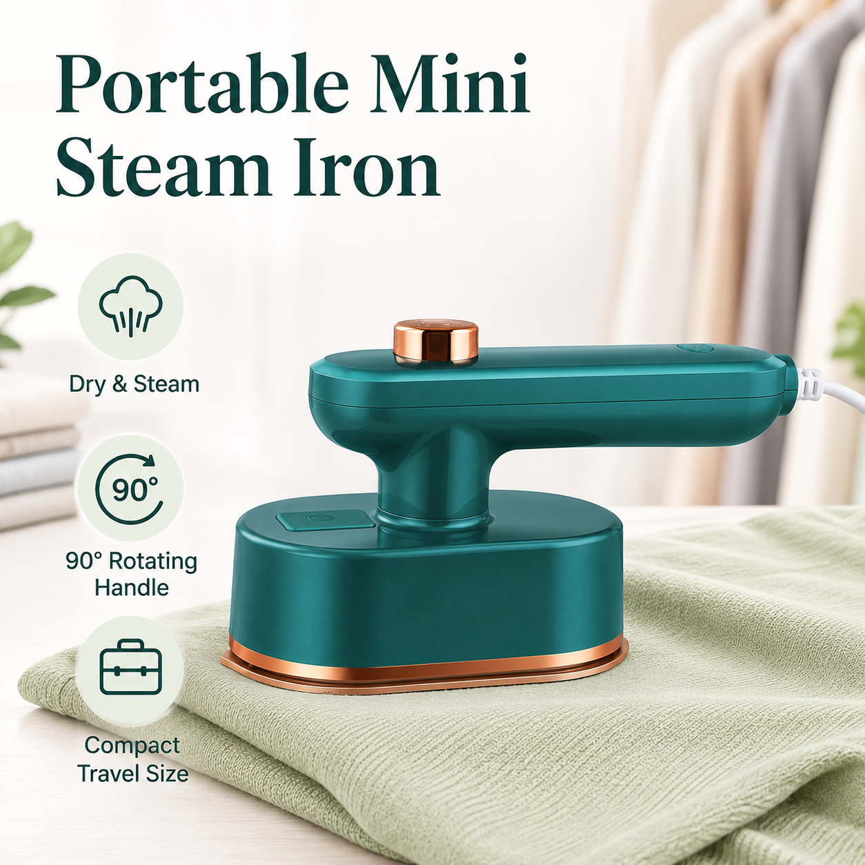 ⏳🔥LIMITED-TIME 50% OFF👕Portable Mini Steam Iron – Quick, Easy & Wrinkle-Free✨