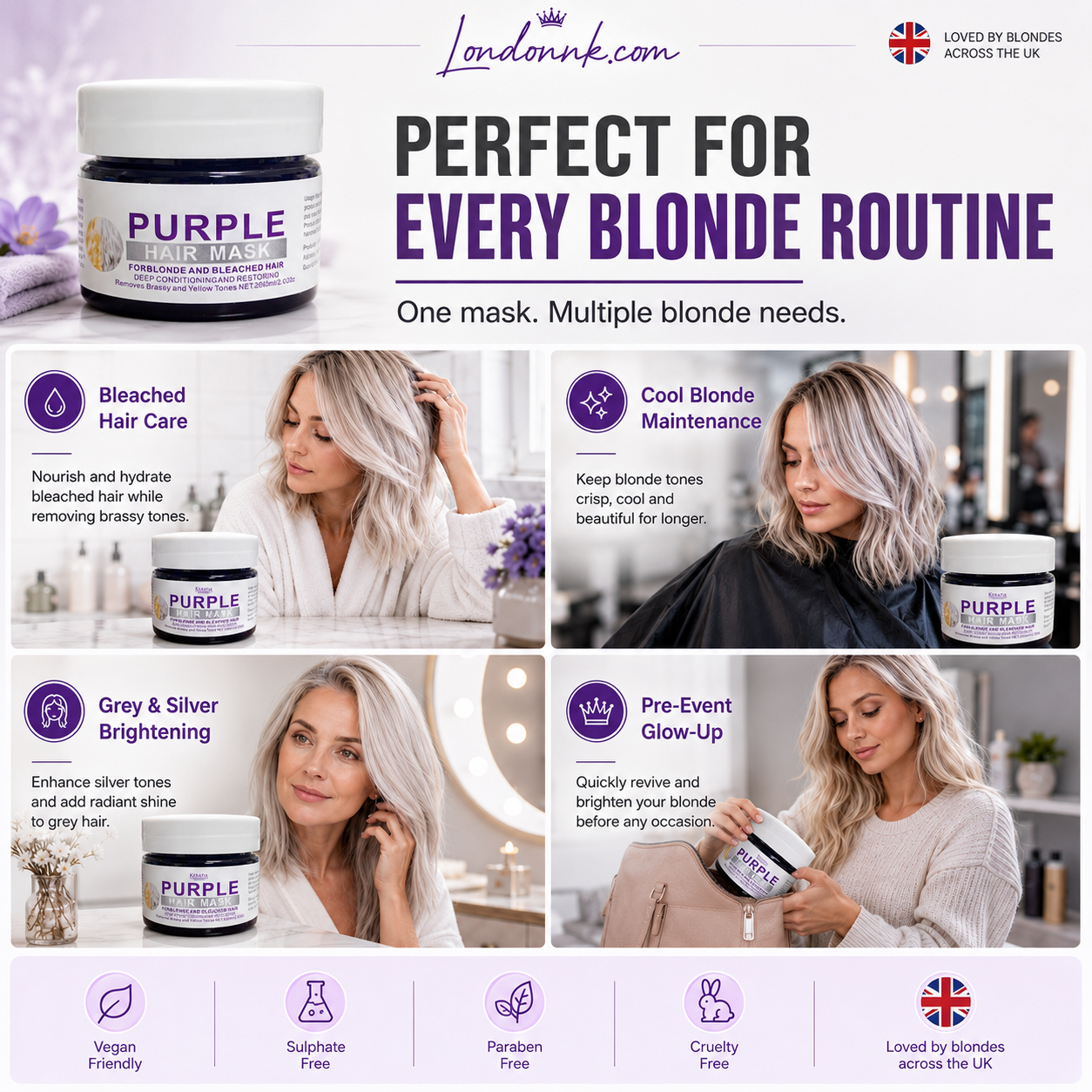 ‍♀Want to lighten your hair color?Your hair needs urgent care!Moisturizing Purple Hair Mask with Long-Lasting Scent