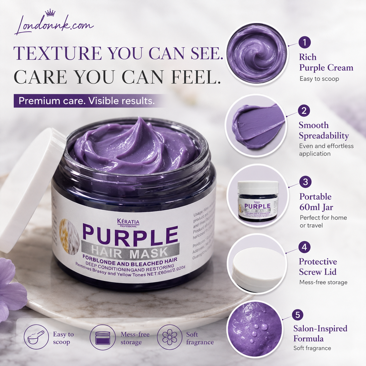 ‍♀Want to lighten your hair color?Your hair needs urgent care!Moisturizing Purple Hair Mask with Long-Lasting Scent