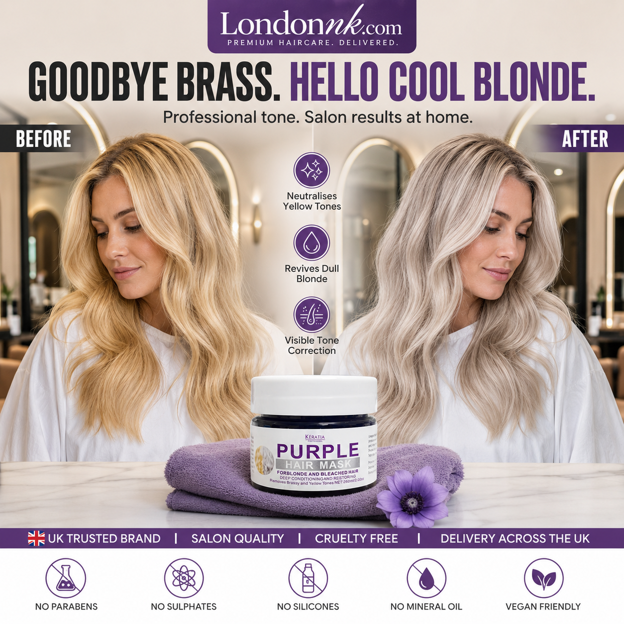 ‍♀Want to lighten your hair color?Your hair needs urgent care!Moisturizing Purple Hair Mask with Long-Lasting Scent