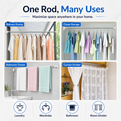 ⏰Telescopic Clothing Rod – Extendable & Space-Saving✨