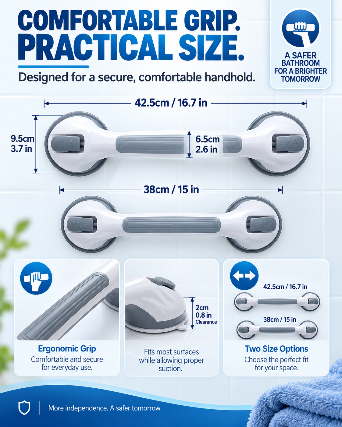 🚿 🛁 Suction Grab Bar – No drilling, high-strength & washable ✨