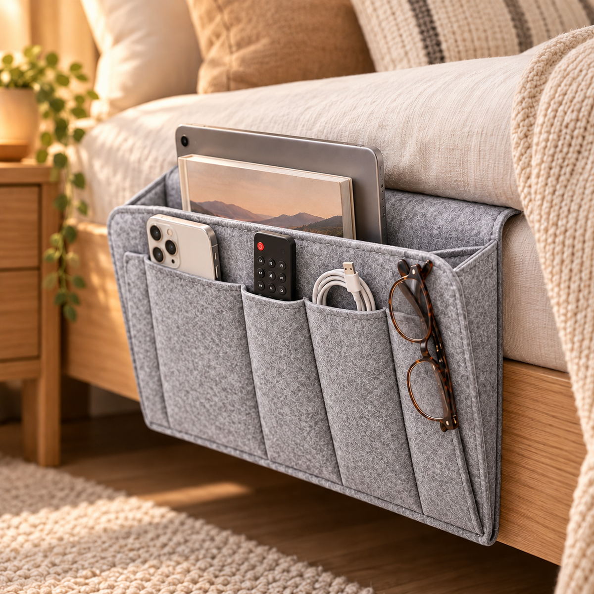 ⏰🔥LIMITED TIME OFFER: 50% OFF!💞Bedside organiser – Smart storage without a bedside table