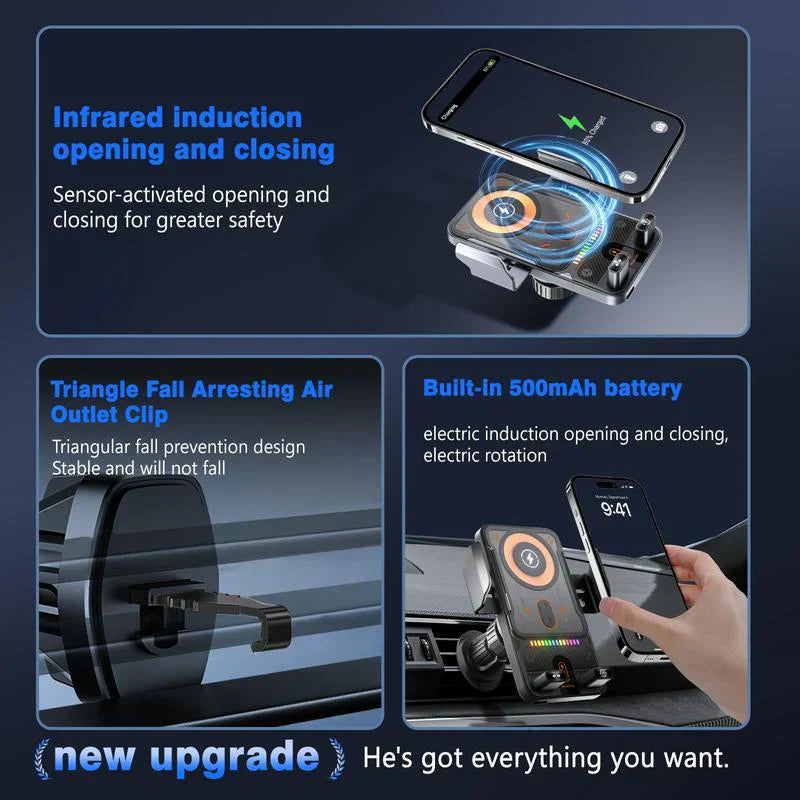 🔥HOT SALE 49% OFF🎁⚡Over 50,000 sold! 📱Smart 2-in-1 Car Rotating Mobile Phone Holder & Wireless Charger⚡