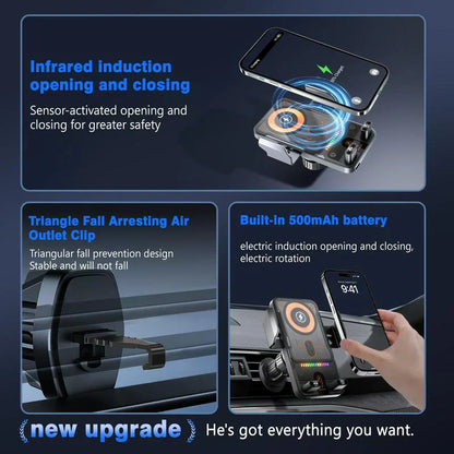 🔥HOT SALE 49% OFF🎁⚡Over 50,000 sold! 📱Smart 2-in-1 Car Rotating Mobile Phone Holder & Wireless Charger⚡