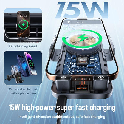 🔥HOT SALE 49% OFF🎁⚡Over 50,000 sold! 📱Smart 2-in-1 Car Rotating Mobile Phone Holder & Wireless Charger⚡