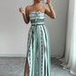 👗 Geometric Jumpsuit with Halter Neckline & Side Slit – Unique print & elastic back