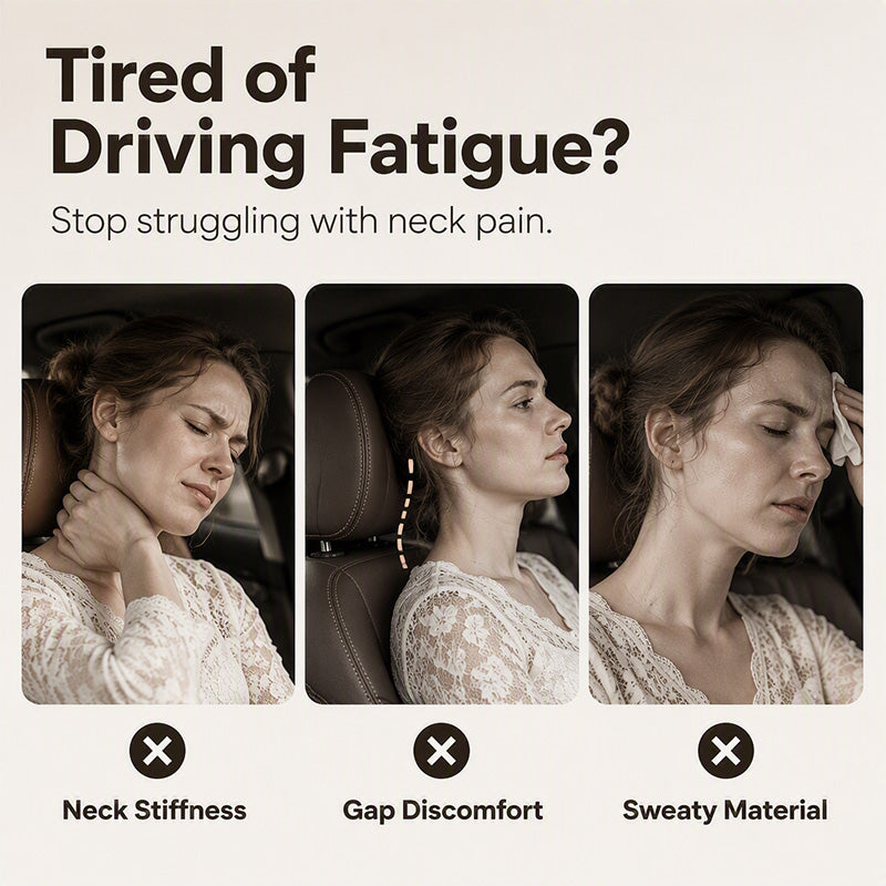 🚗 Ergonomic Memory Foam Car Headrest Pillow – Luxury PU Leather Neck Support Cushion