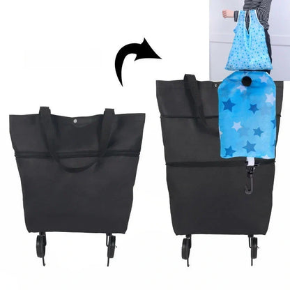 ⏰Last Day Promotion Only £12.99 ‼️🛒2-in-1 Foldable Shopping Cart✨Portable Lightweight Grocery Trolley