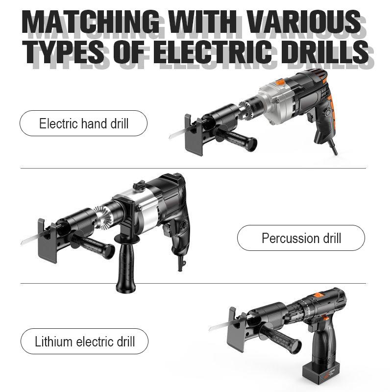 Multifunction Reciprocating Saw Adapter Set | Turns Any Electric Drill into a Cutting Tool | Wood, Metal & Plastic