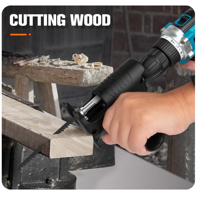 Multifunction Reciprocating Saw Adapter Set | Turns Any Electric Drill into a Cutting Tool | Wood, Metal & Plastic