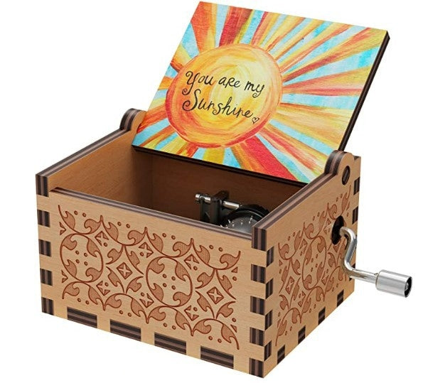 🎵"You Are My Sunshine" Musical Box, Hand Crank Wooden Engraved Music Box🎁