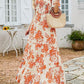 👗Women's Casual Floral Print Short Flutter Sleeve Smocked High Waist Flowy Maxi Dress