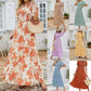 👗Women's Casual Floral Print Short Flutter Sleeve Smocked High Waist Flowy Maxi Dress