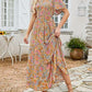 👗Women's Casual Floral Print Short Flutter Sleeve Smocked High Waist Flowy Maxi Dress