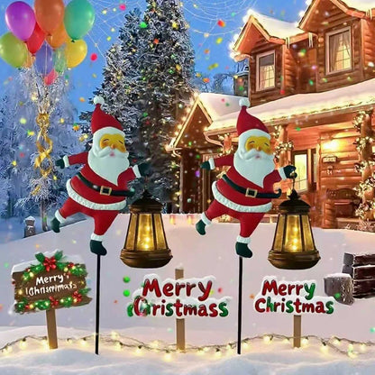 Santa Watering Can Solar Garden Light | Cascading LED, IP44 Waterproof, Ground Stake | Warm White & Rainbow