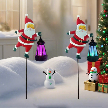 Santa Watering Can Solar Garden Light | Cascading LED, IP44 Waterproof, Ground Stake | Warm White & Rainbow
