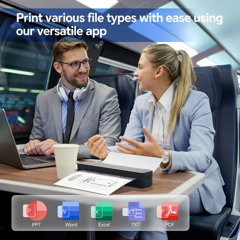 Portable Wireless Bluetooth Thermal Printer, Inkless Travel Printer for iOS Android Laptop, Mobile Printer for Home Office, Supports 8.5x11 US Letter & A4 Paper