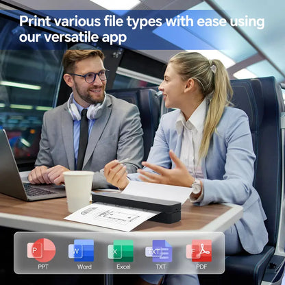 Portable Wireless Bluetooth Thermal Printer, Inkless Travel Printer for iOS Android Laptop, Mobile Printer for Home Office, Supports 8.5x11 US Letter & A4 Paper