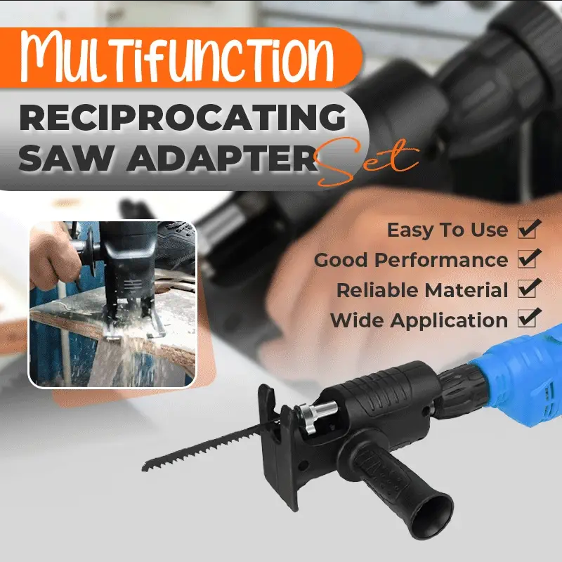 Multifunction Reciprocating Saw Adapter Set | Turns Any Electric Drill into a Cutting Tool | Wood, Metal & Plastic