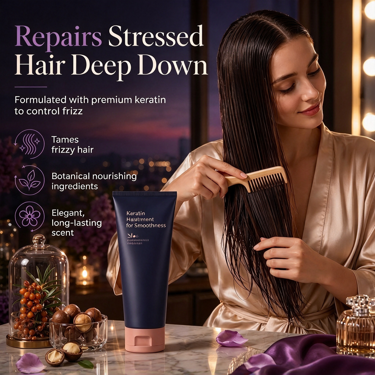 Keratin Smoothing Hair Mask 320ml Nourishing & Repairing Treatment for Dry, Frizzy & Damaged Hair 🧴