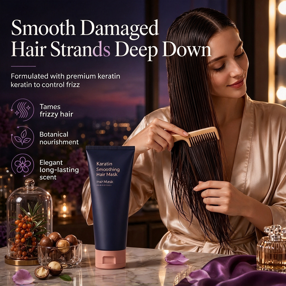 Keratin Smoothing Hair Mask 320ml Nourishing & Repairing Treatment for Dry, Frizzy & Damaged Hair 🧴