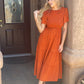 👗Women's Casual Floral Print Short Flutter Sleeve Smocked High Waist Flowy Maxi Dress