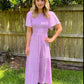 👗Women's Casual Floral Print Short Flutter Sleeve Smocked High Waist Flowy Maxi Dress