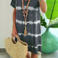 👗 TIE-DYE STRIPED SHORT SLEEVE T-SHIRT DRESS