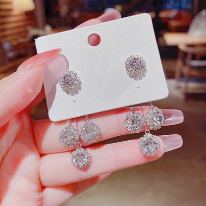 🔥2026 New Arrival ＆ Hot Sale ＆ 50％ Off🔥Zircon Round Petal Earrings – Hypoallergenic, Real Gold Plated & Dazzling Diamond Sparkle 💛