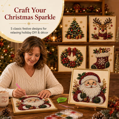 DIY Christmas Pearl Art Kit | 5 Festive Designs, 3D Raised Beads, All Materials Included