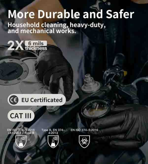 🔥100/50PCS Black Nitrile Disposable Glove