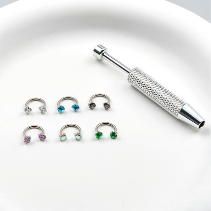 7-pack affordable set 18G (1.0 mm) 8 mm horseshoe nose ring with internal thread and decorative stones 💎
