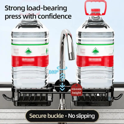 Faucet‑Mounted Sink‑Sponge‑Holder | Tool‑Free Install, Removable‑Drip‑Tray & Side‑Hook🏠