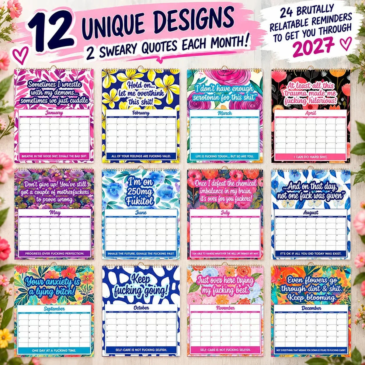 📅 2027 Sweary Humor Wall Calendar