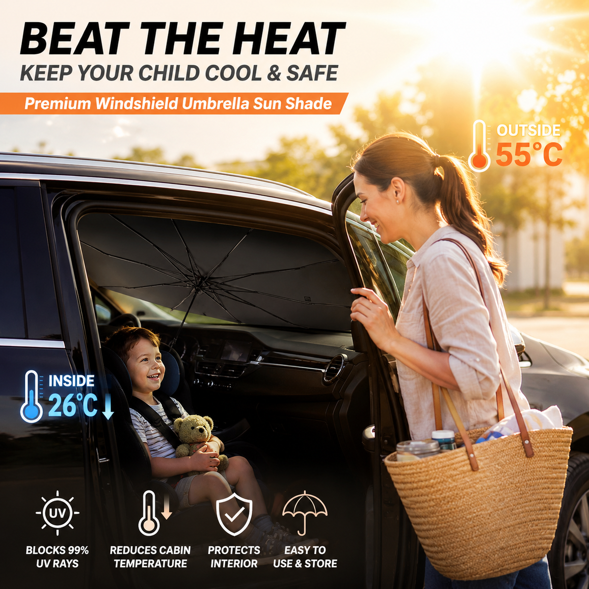 🌸LAST DAY SPECIAL PRICE!!🌸Upgraded Car Windshield Sun Shade Umbrella