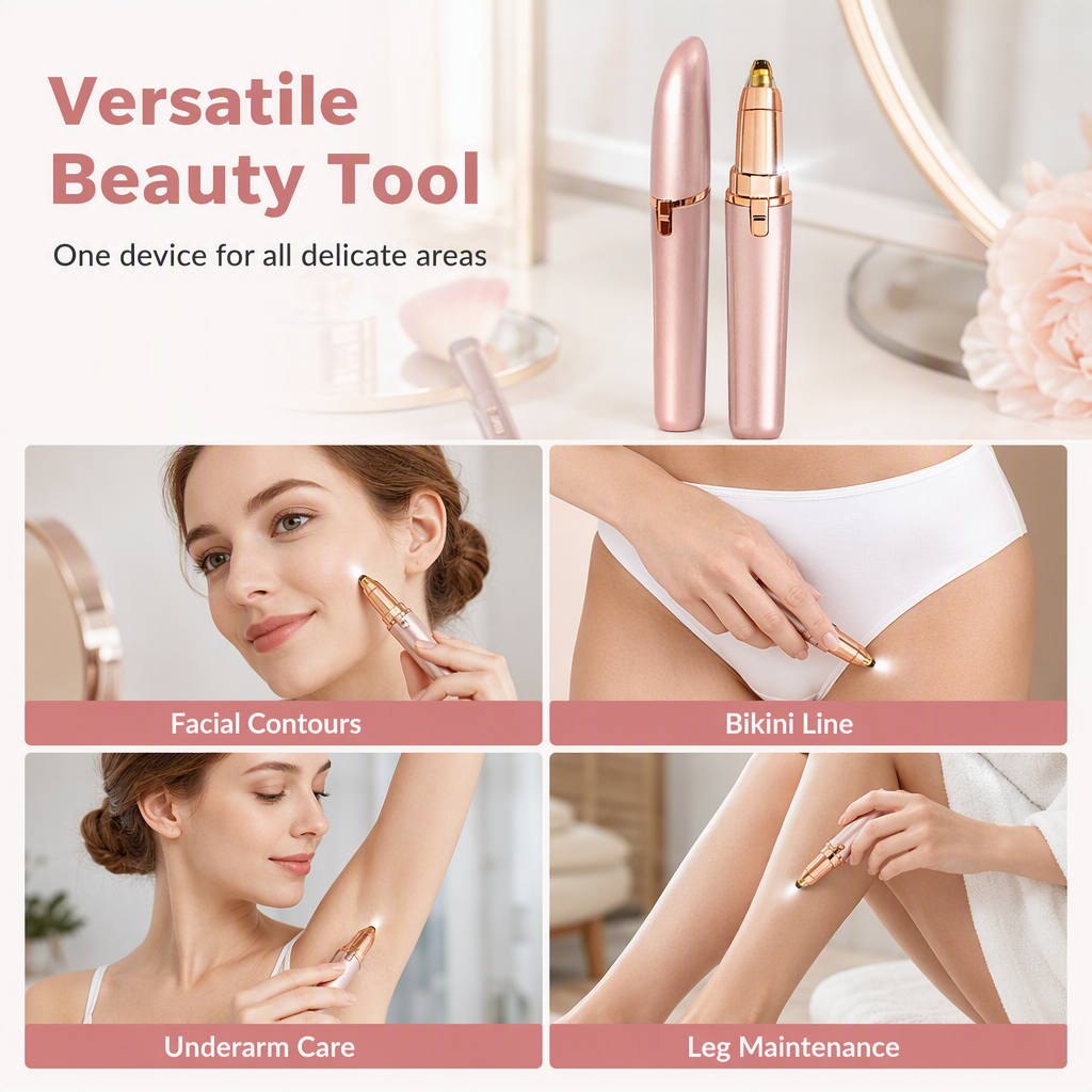 📢📢50% OFF !! ⏰Electric Eyebrow Trimmer Pen with LED Light – USB Rechargeable Precision Hair Remover