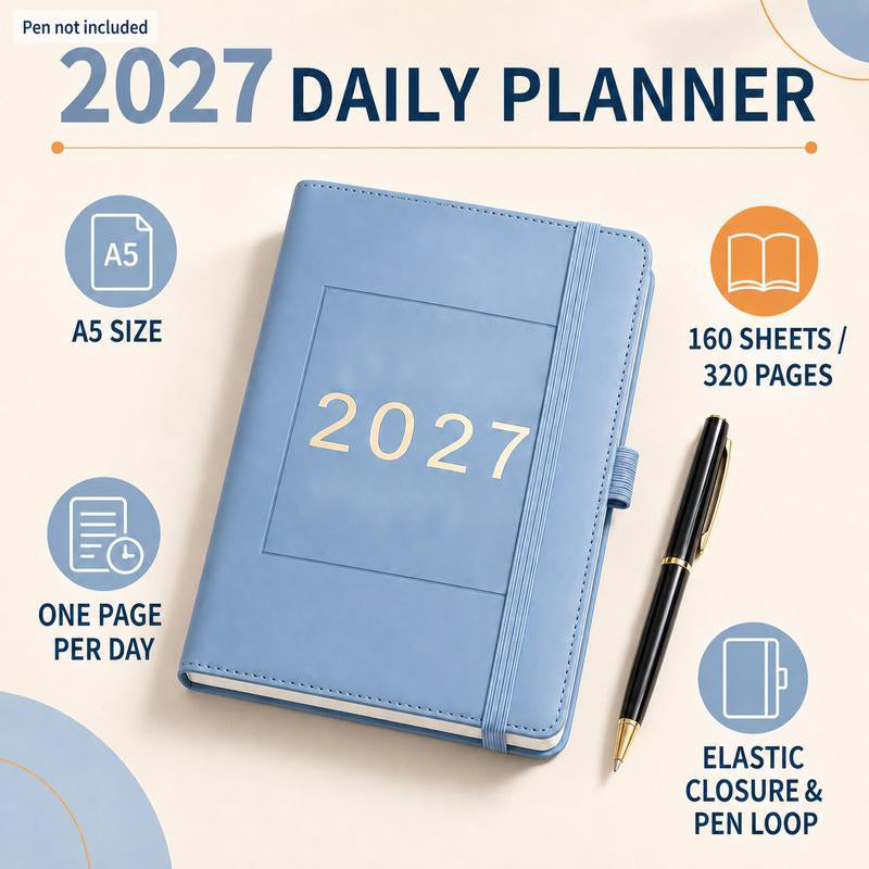 ⏳🔥LIMITED-TIME 50% OFF! ⏰2027 Planner – A5 Size, One Page Per Day with Dates – Perfect for Daily Notes and Future Reference ✨