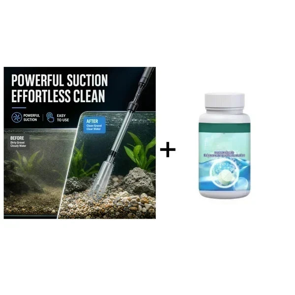 ⏳ LAST DAY 50% OFF! 🐠 Electric Aquarium Gravel Cleaner – 💧 Powerful Siphon & Crystal-Clear Water ✨