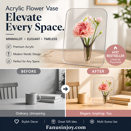 💐Buy 2 Get 1 Free🎁Nordic Transparent Acrylic Vase | Elegant Desktop Plant Holder & Home Decor | Modern Centerpiece for Living Room & Wedding Tables