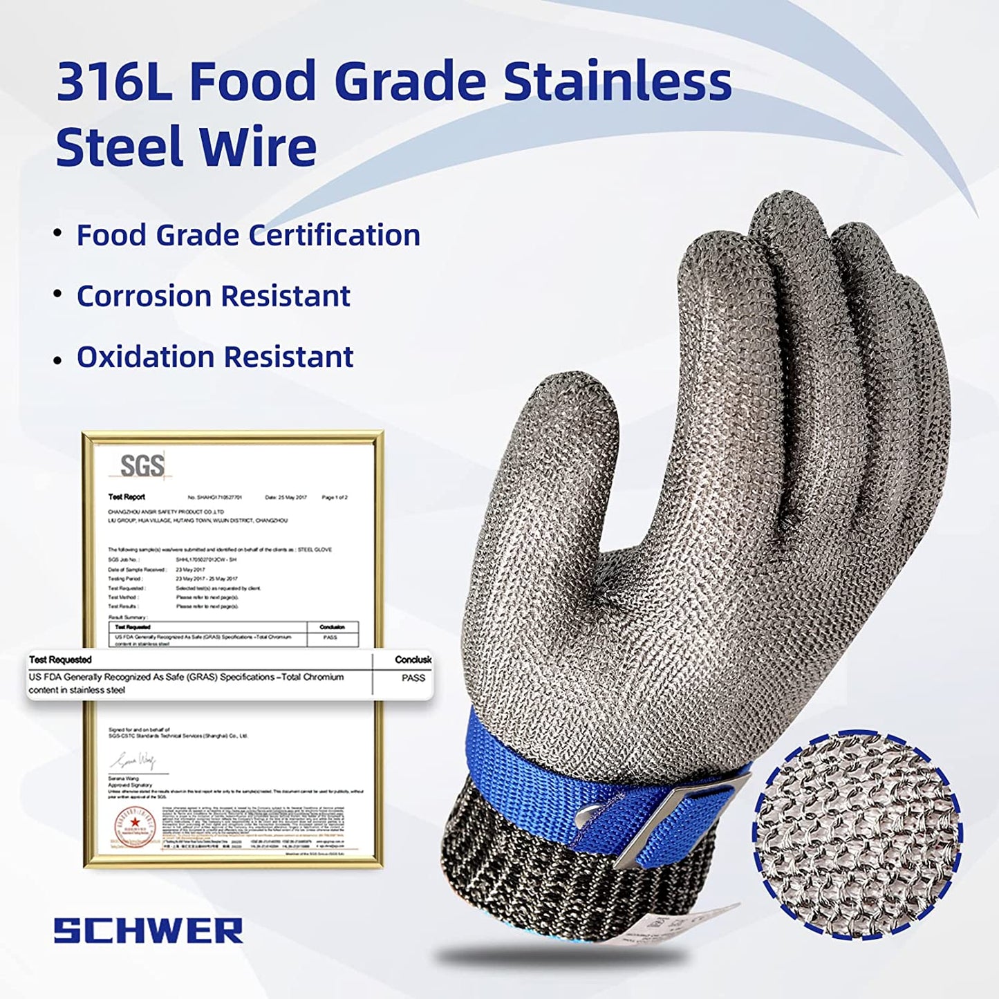 🥳2026 HOT SALE🥳Stainless Steel Mesh Glove – Highest A9 cut level, perfect for butchers & chefs. No more knife accidents! 🔪🚫