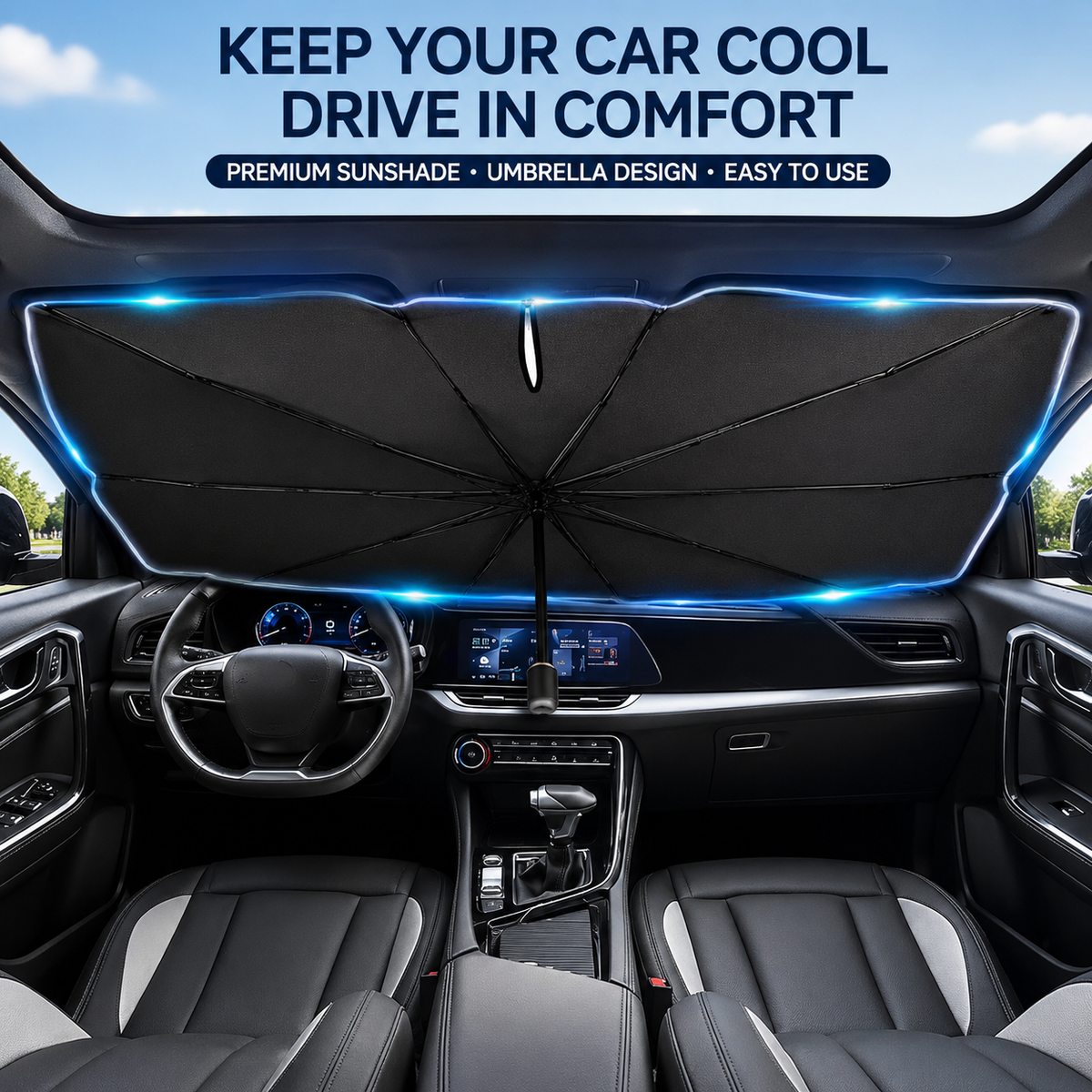 🌸LAST DAY SPECIAL PRICE!!🌸Upgraded Car Windshield Sun Shade Umbrella