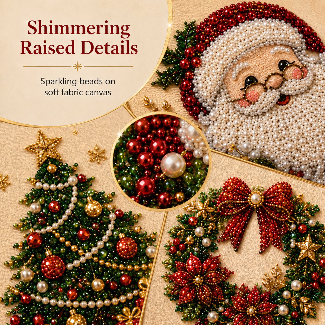 DIY Christmas Pearl Art Kit | 5 Festive Designs, 3D Raised Beads, All Materials Included