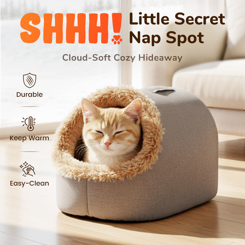 🎁50%OFF!🐾Winter Warm Pet Cave Bed – Cozy Den for Cats & Small Dogs❄️❤️