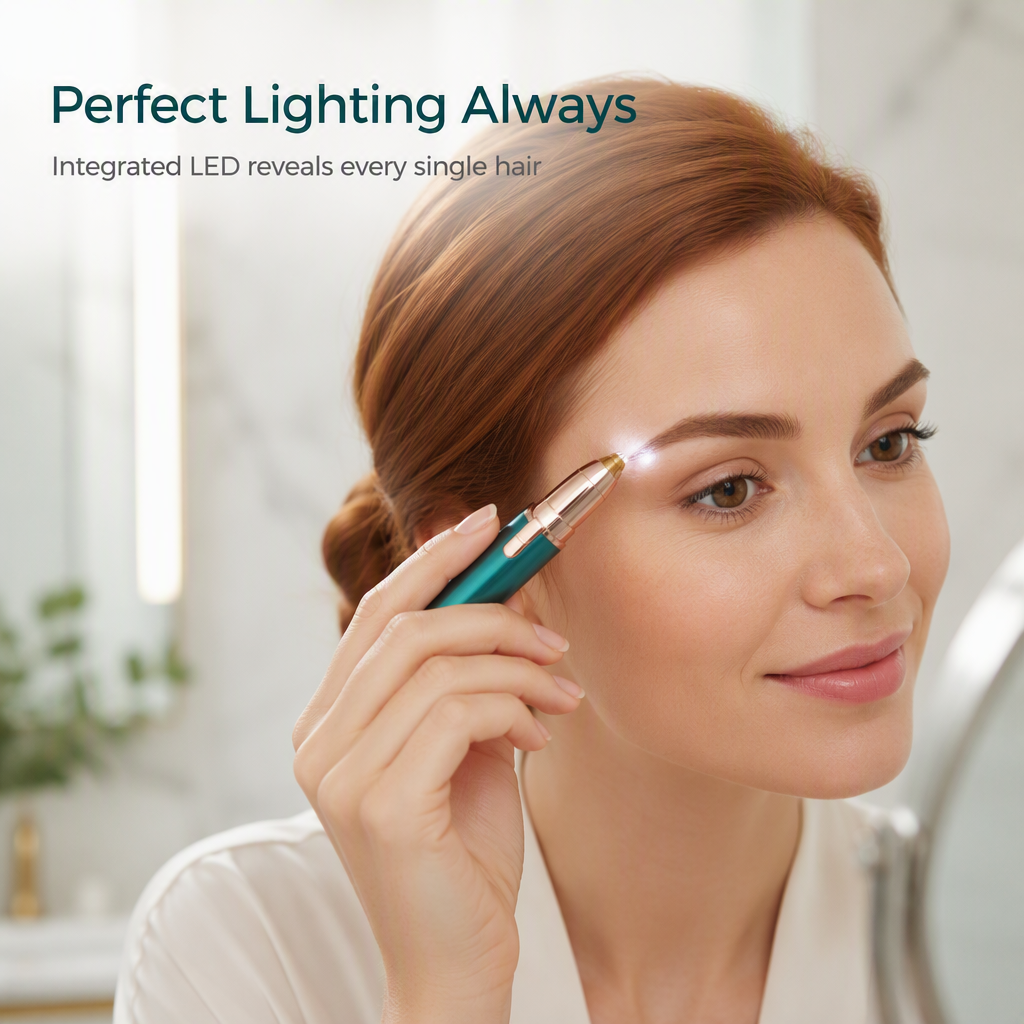 📢📢50% OFF !! ⏰Electric Eyebrow Trimmer Pen with LED Light – USB Rechargeable Precision Hair Remover