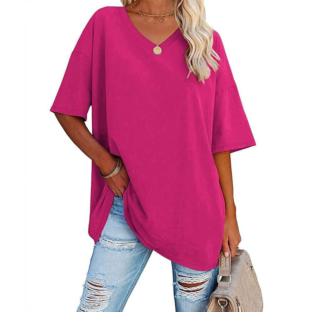 🌷🌷2026 Summer Sale 50% OFF☀️Women's Summer Half Sleeve Casual Loose Fit Cotton Tunic T-shirt