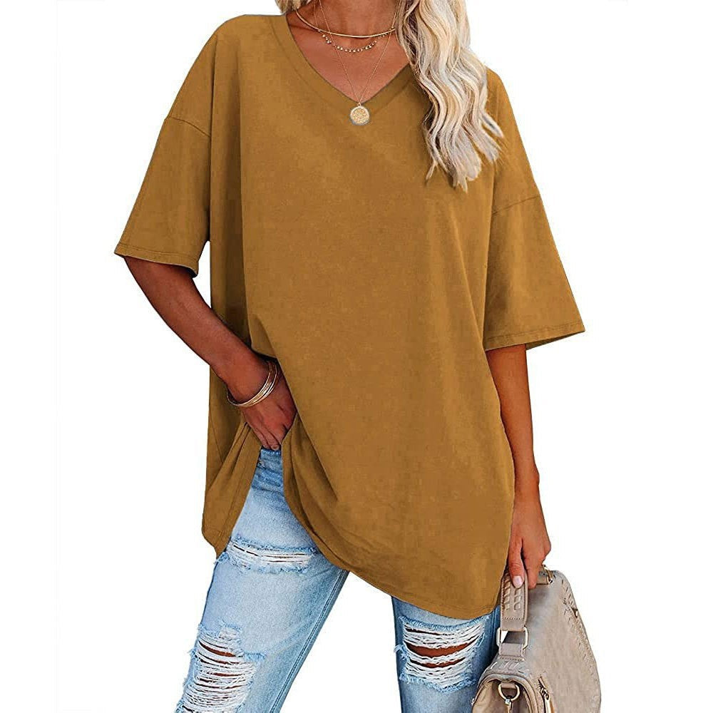 🌷🌷2026 Summer Sale 50% OFF☀️Women's Summer Half Sleeve Casual Loose Fit Cotton Tunic T-shirt
